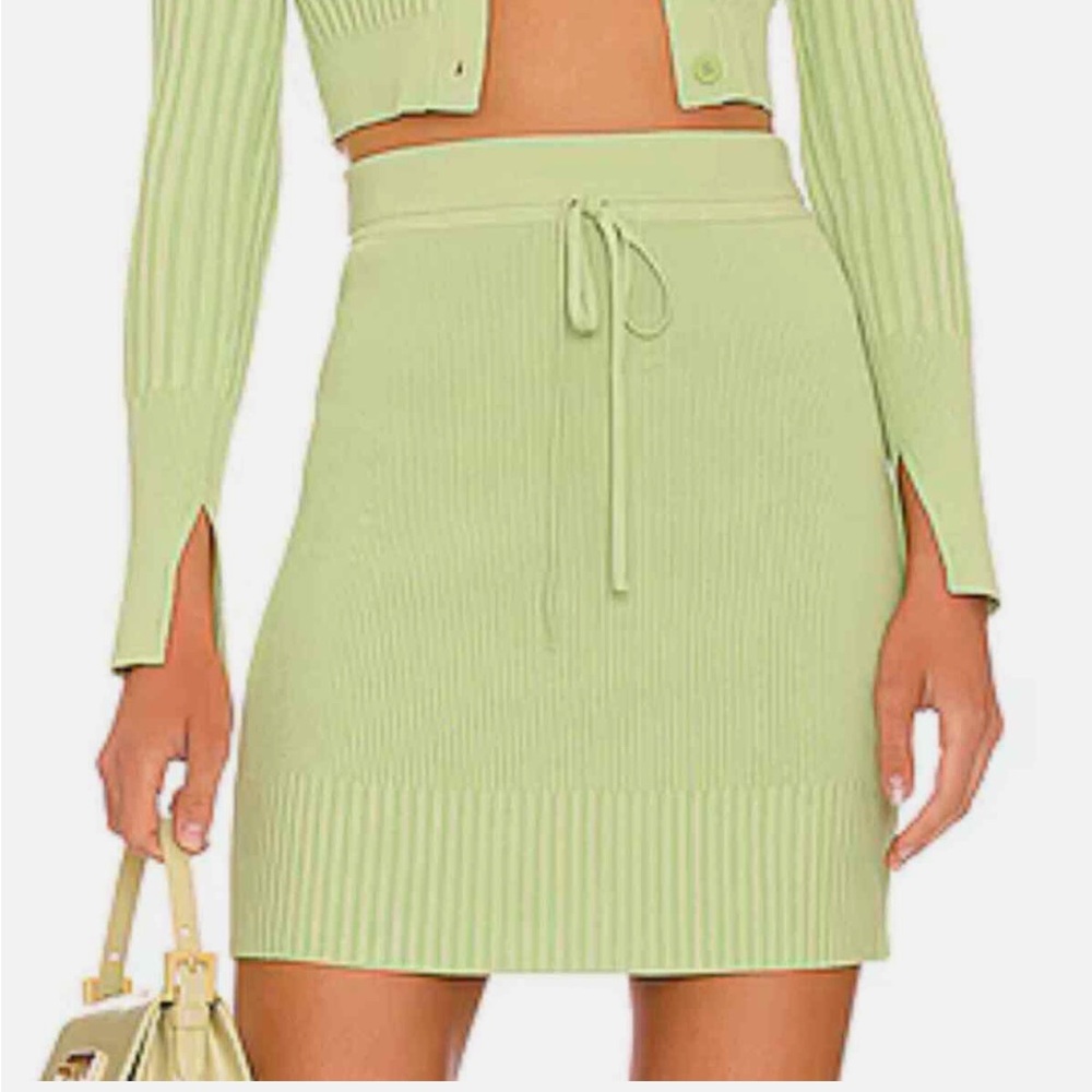 Jonathan Simkhai Page Compact Rib Mini Skirt In Pear Size‎ XS
